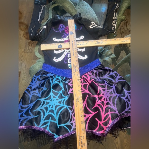Day of the Dead Child Costume Bones Dress Black Pink Teal Halloween M (8-10) - Picture 7 of 9